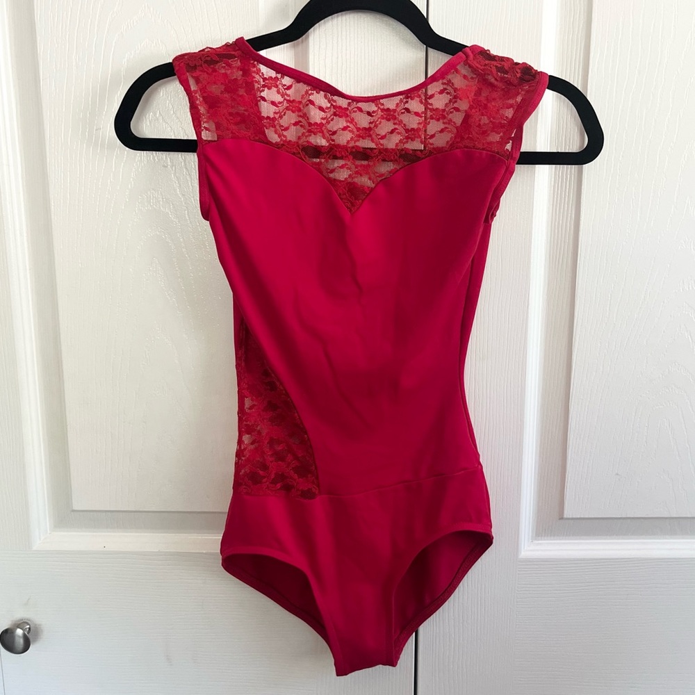 Red Lace-Detail Women's Bodysuit